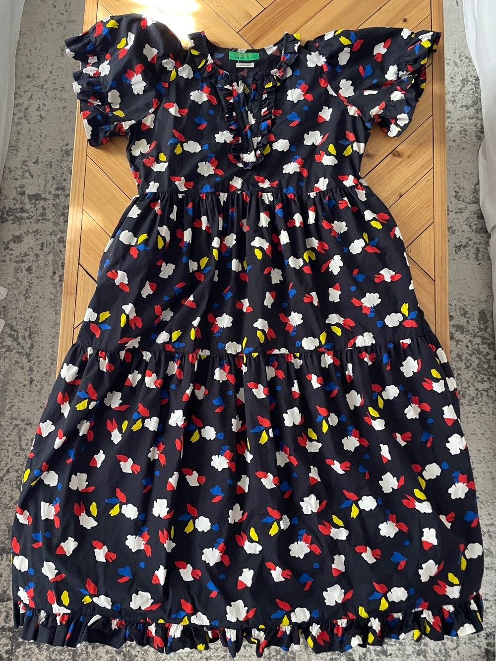 Clare V. Martine Dress Black High-Low Floral Print Midi Skirt size M . - Picture 5 of 11
